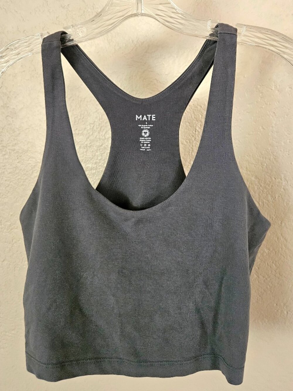 MATE the Label Organic Cotton Crop Racer Tank Forest Green L
